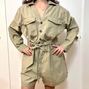 H&M Linen Khaki Romper | XL
